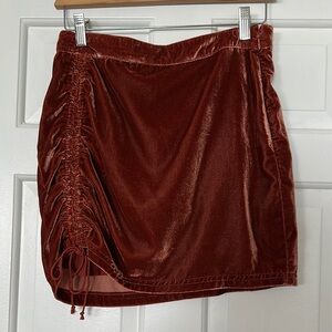 Free People Velvet Ruched Skirt